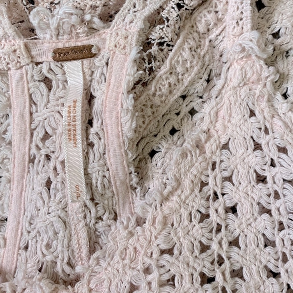 FREE PEOPLE | Blush Pink Open Knit
Racerback Top - Picture 7 of 7